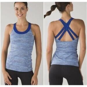 LULULEMON TANK TOP SZ 6 Sapphire Blue Enhearten Caspian Energy Bra